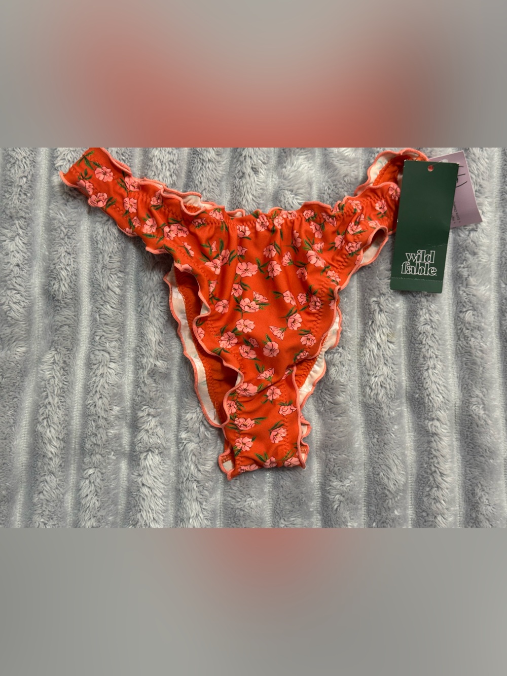 wild fable Orange Floral Ruffle One-Piece